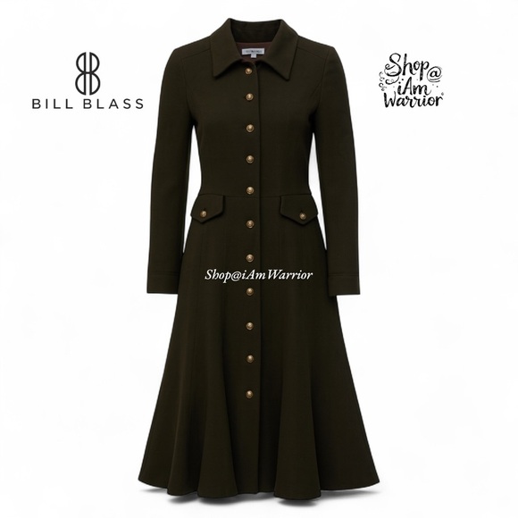Bill Blass NY RARE Olive Wool-Cashmere Military Riding Coat shop@iamwarrior - Picture 2 of 14